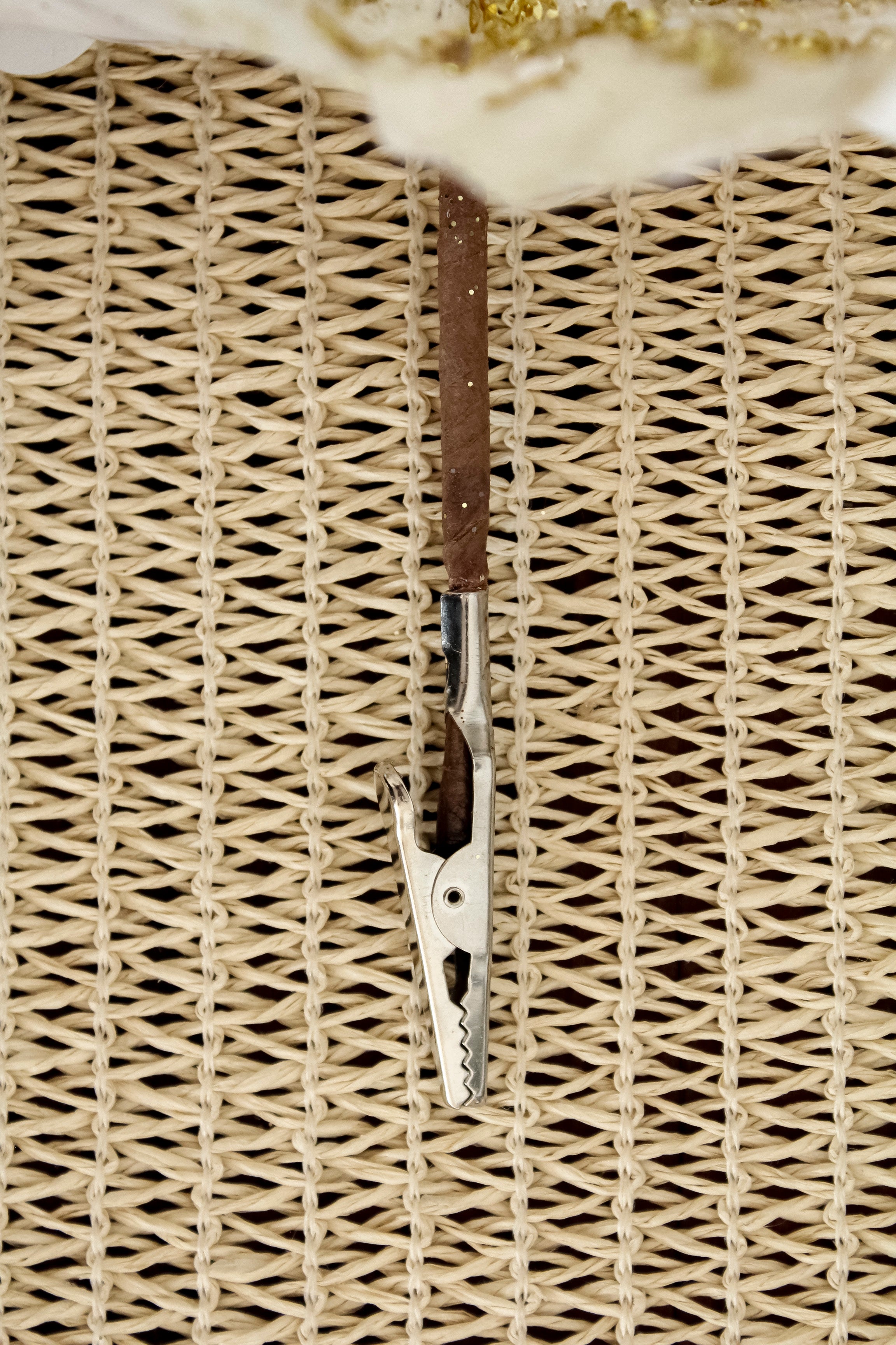 Flor Navidad Blanca con Pinza