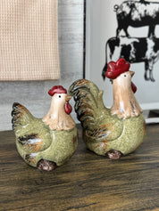 Gallina y Gallo Plumas Verdes