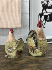 Gallina y Gallo Plumas Verdes