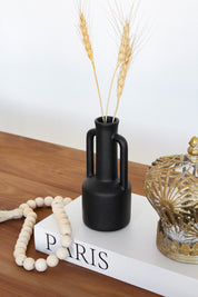 Florero Cerámica Negro Asas Alto
