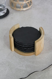 Set Posavasos Piedra Pizarra Negra (x6)