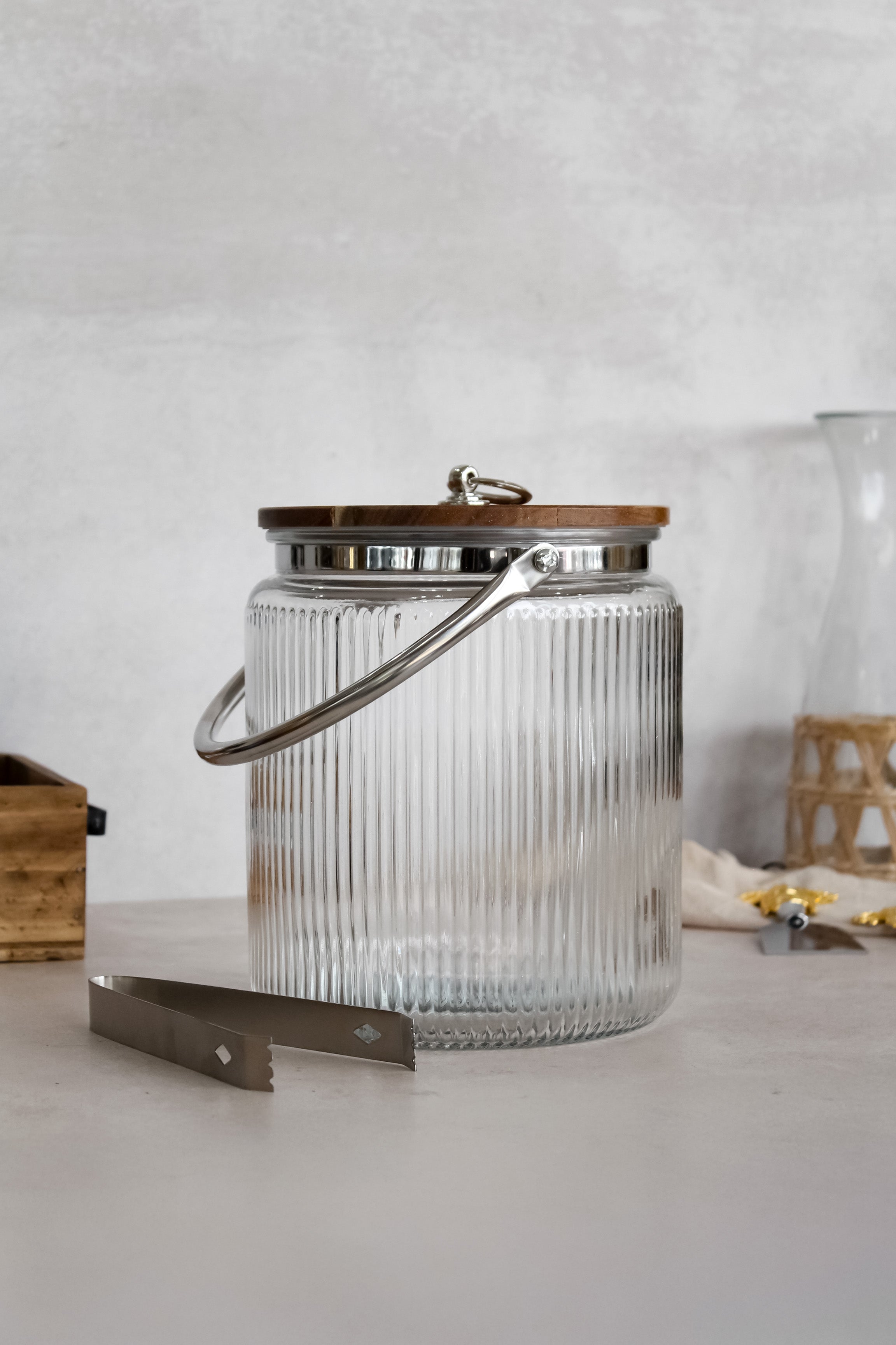 Hielera Vidrio Tapa Madera