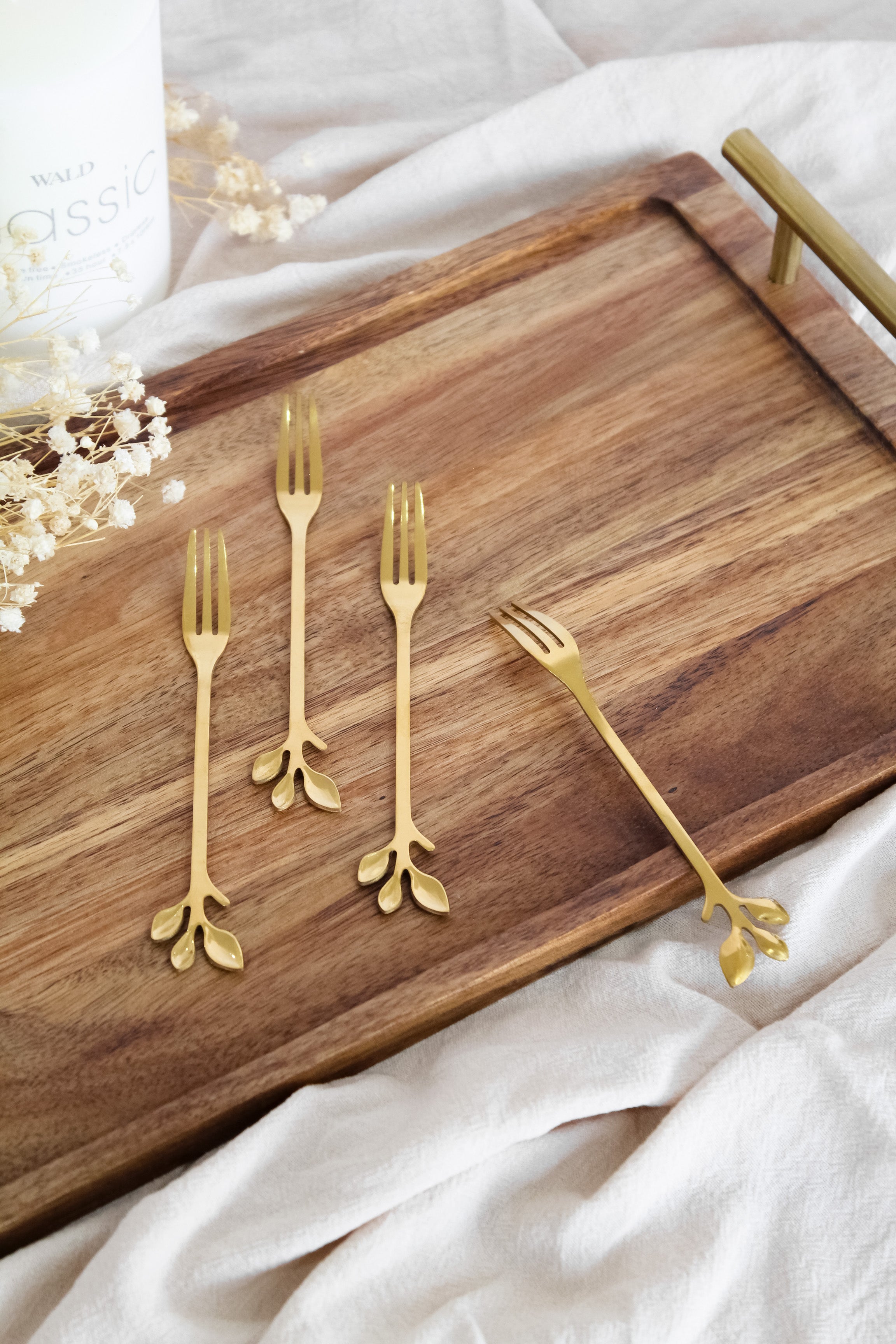 Set Tenedores Hoja Dorados (x4)