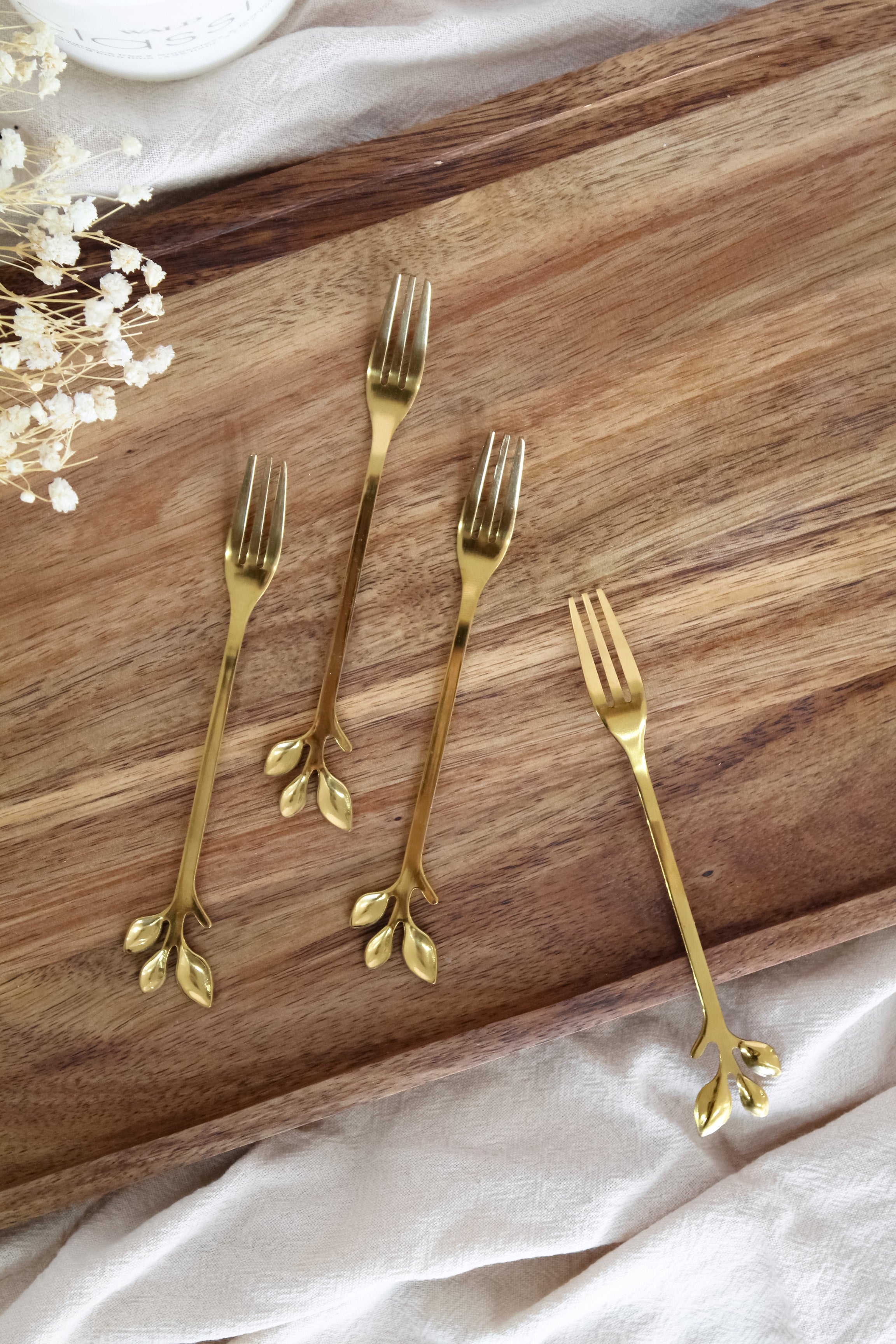 Set Tenedores Hoja Dorados (x4)