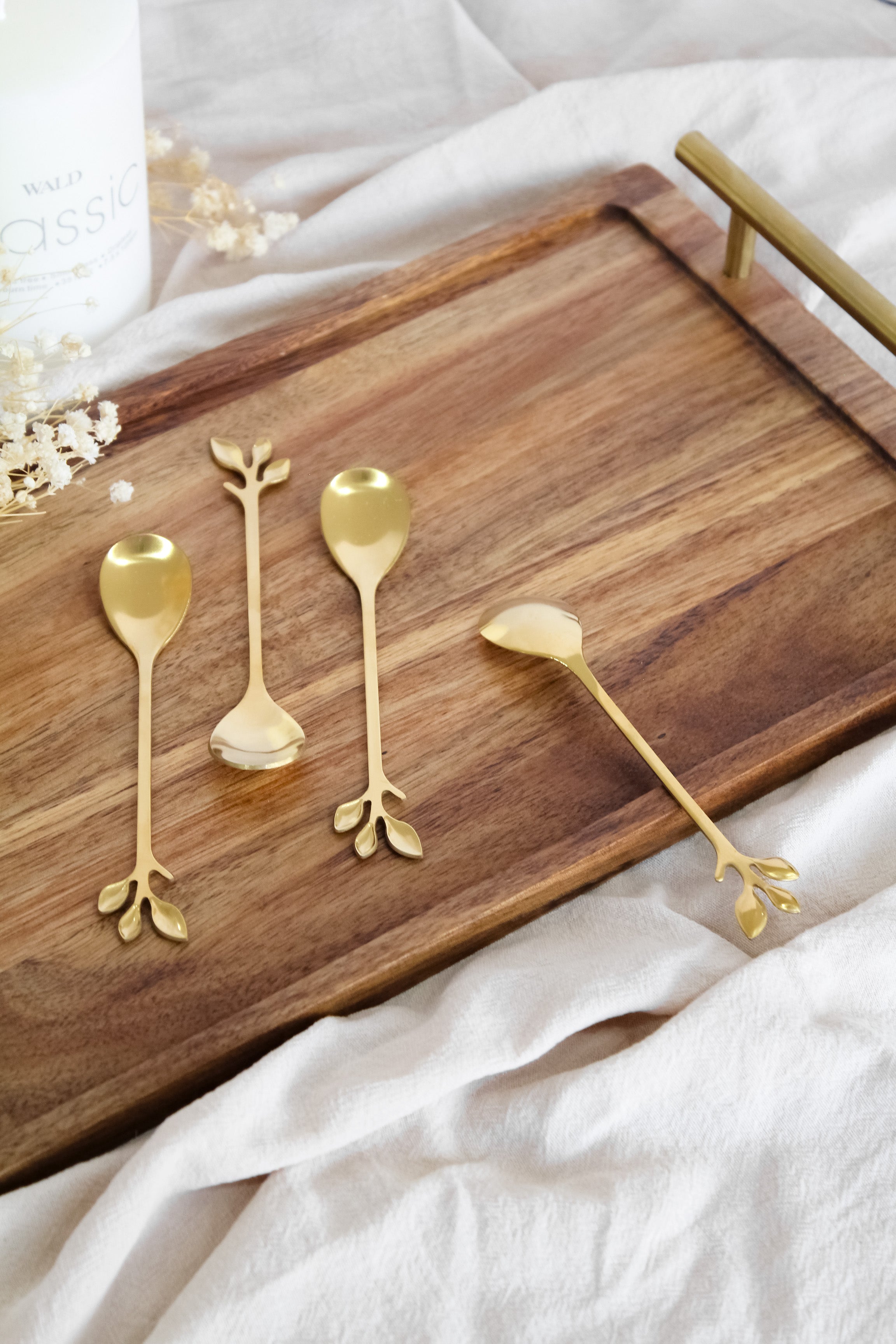 Set Cucharas Hoja Doradas (x4)