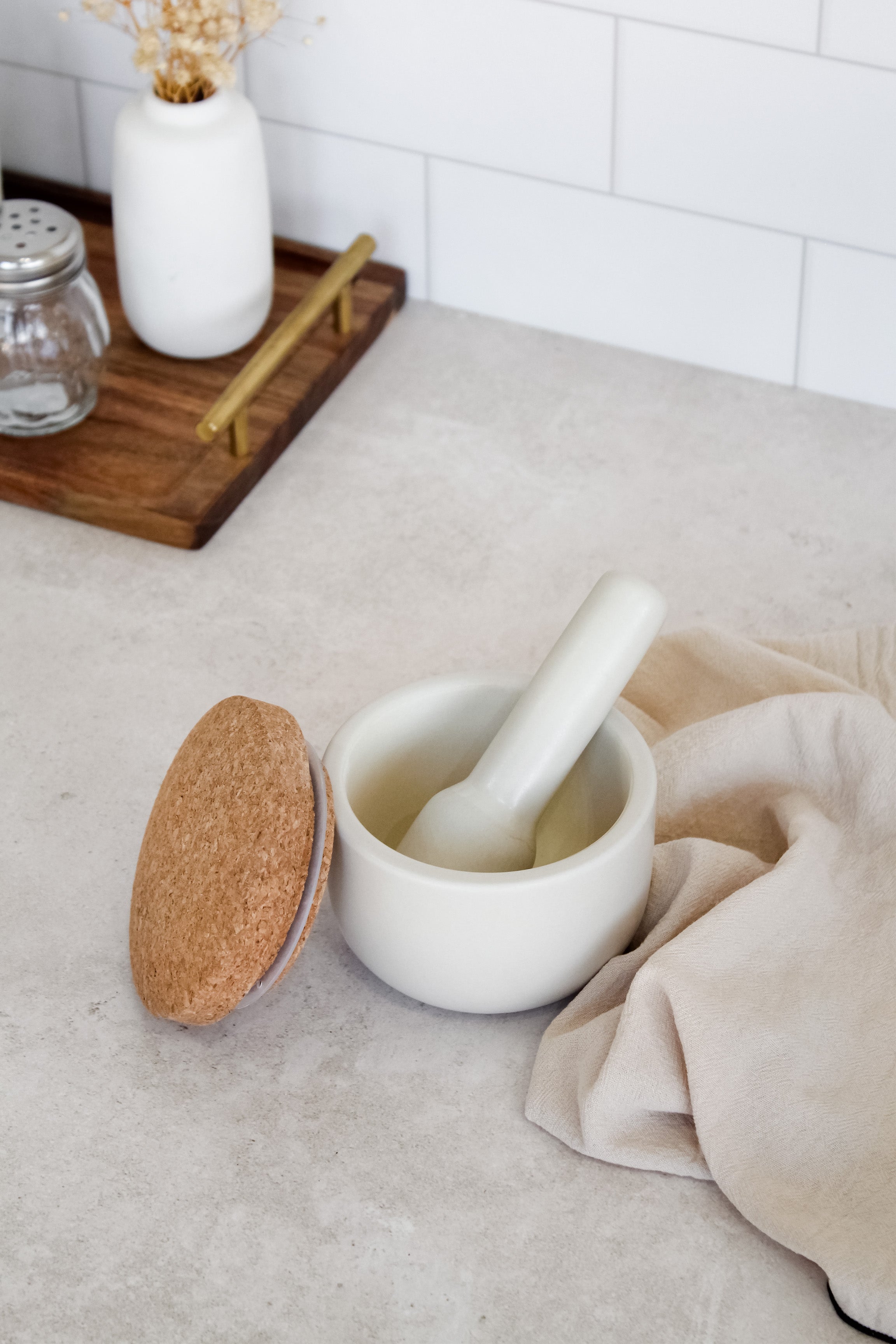 Mortero Corcho Cerámica Blanco