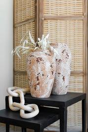 Jarrón Indio Craquelado Crema Alto