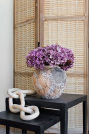 Jarrón Indio Estampado Crema Bajo