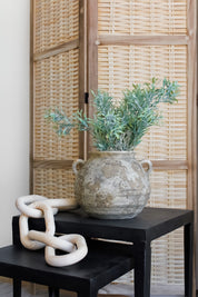 Jarrón Indio Craquelado Arena Bajo