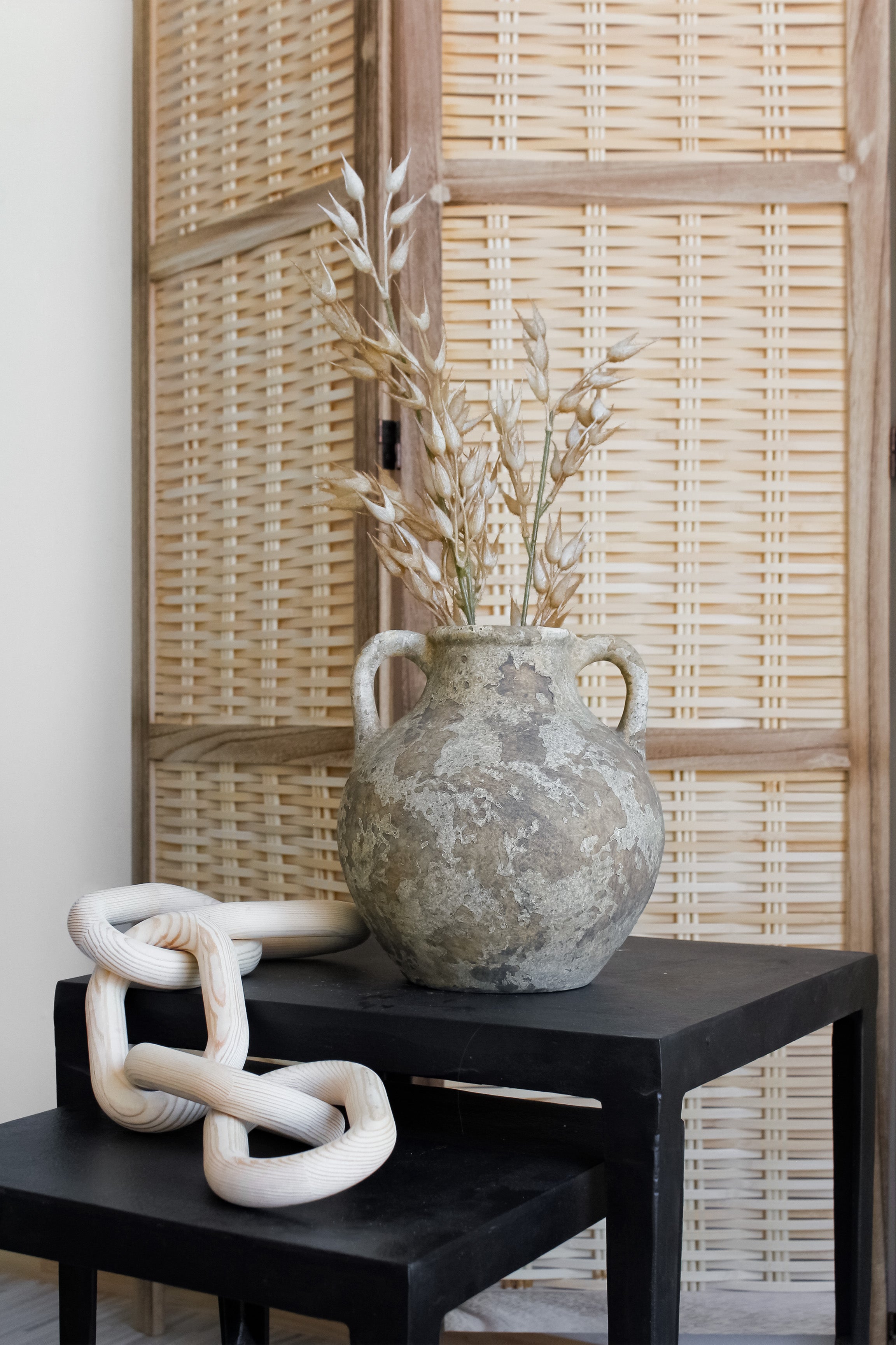 Jarrón Indio Craquelado Arena Mediano