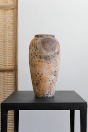 Jarrón Indio Estampado Crema Alto