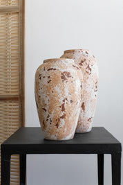 Jarrón Indio Craquelado Crema Alto