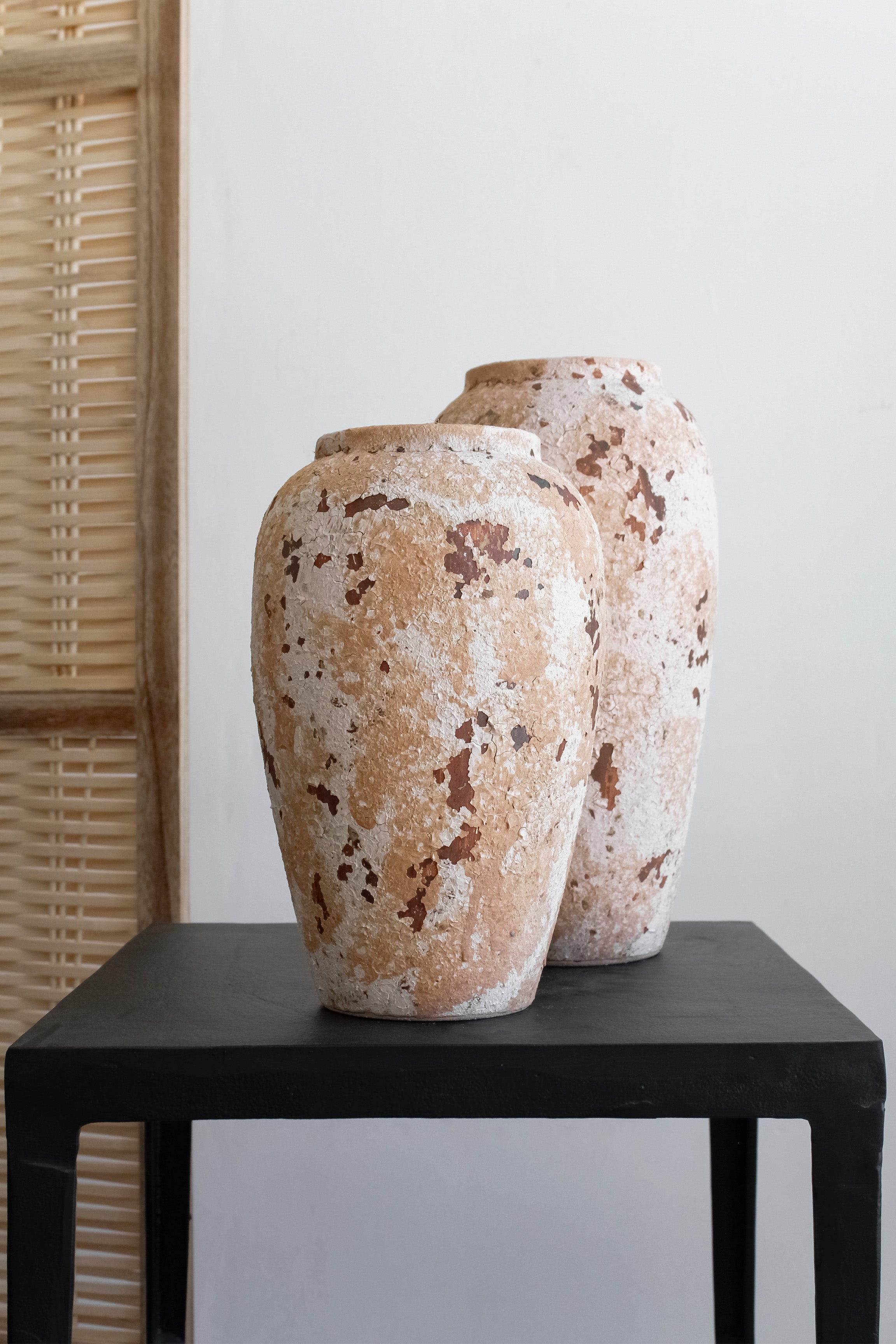 Jarrón Indio Craquelado Crema Alto