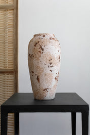 Jarrón Indio Craquelado Crema Alto