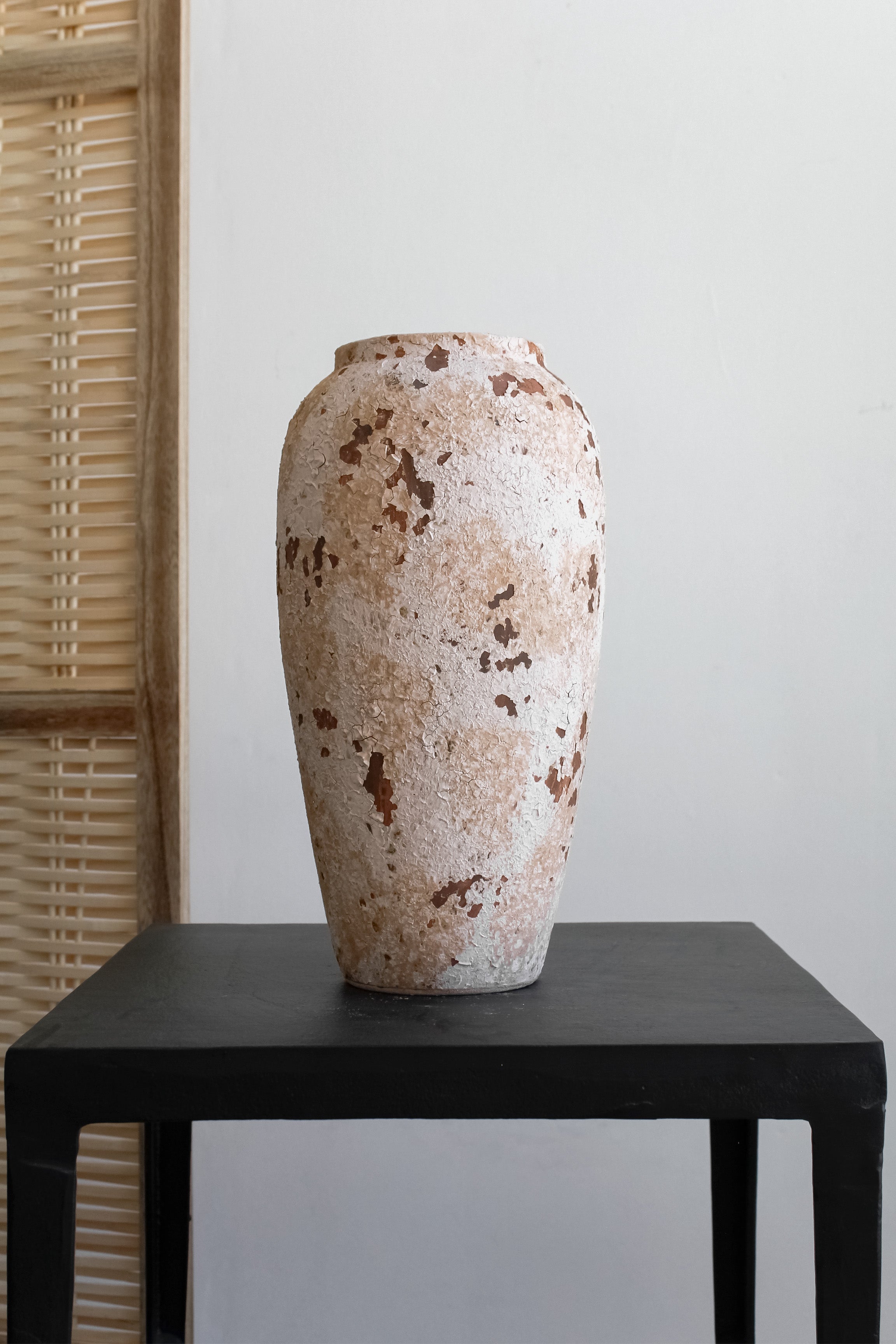 Jarrón Indio Craquelado Crema Alto