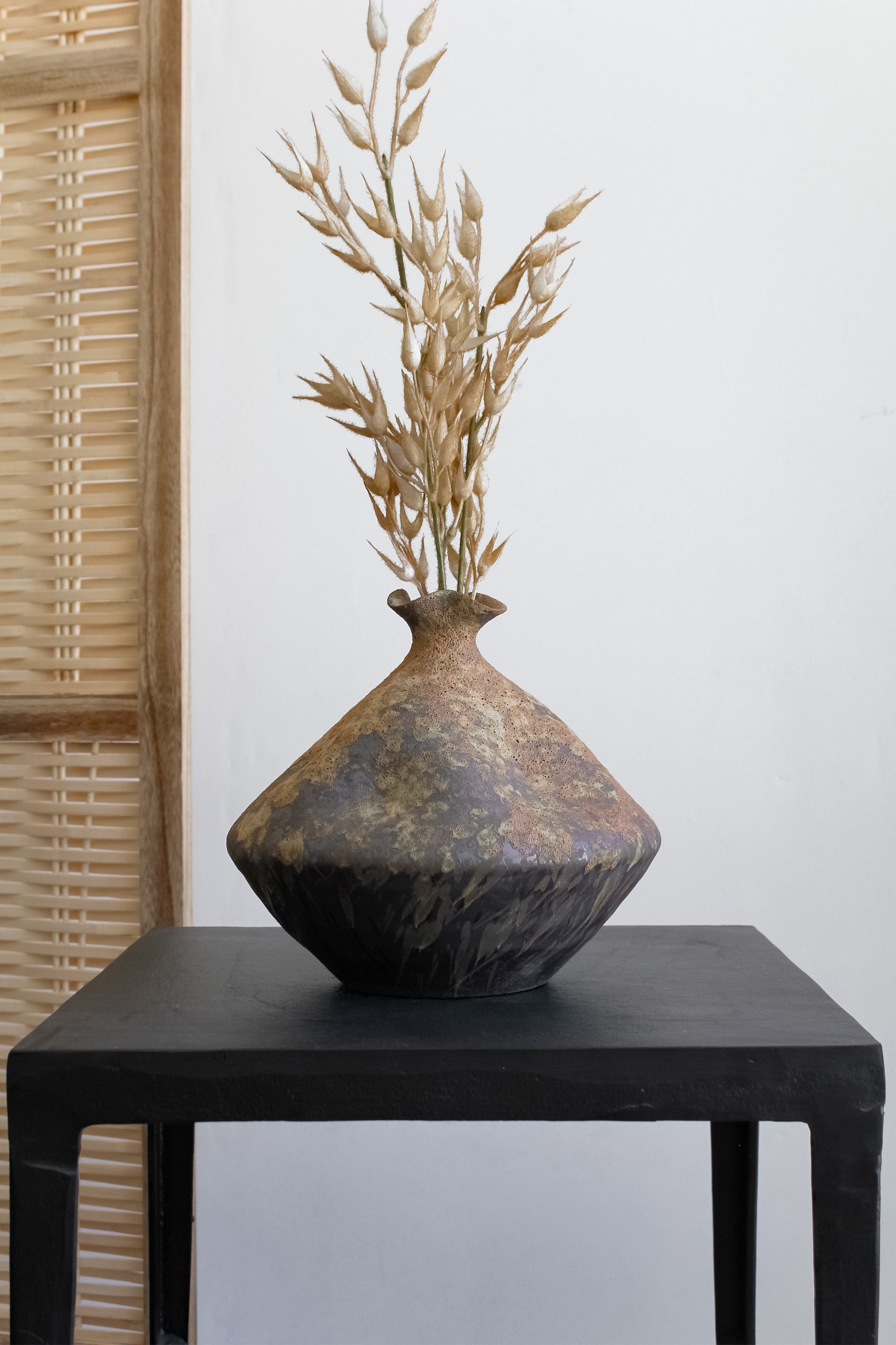 Jarrón Indio Oxidado Bajo