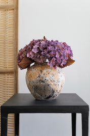 Jarrón Indio Estampado Crema Bajo