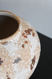 Jarrón Indio Craquelado Crema Bajo