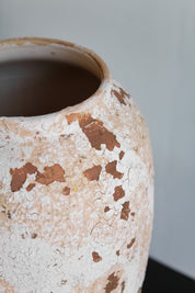 Jarrón Indio Craquelado Crema Alto