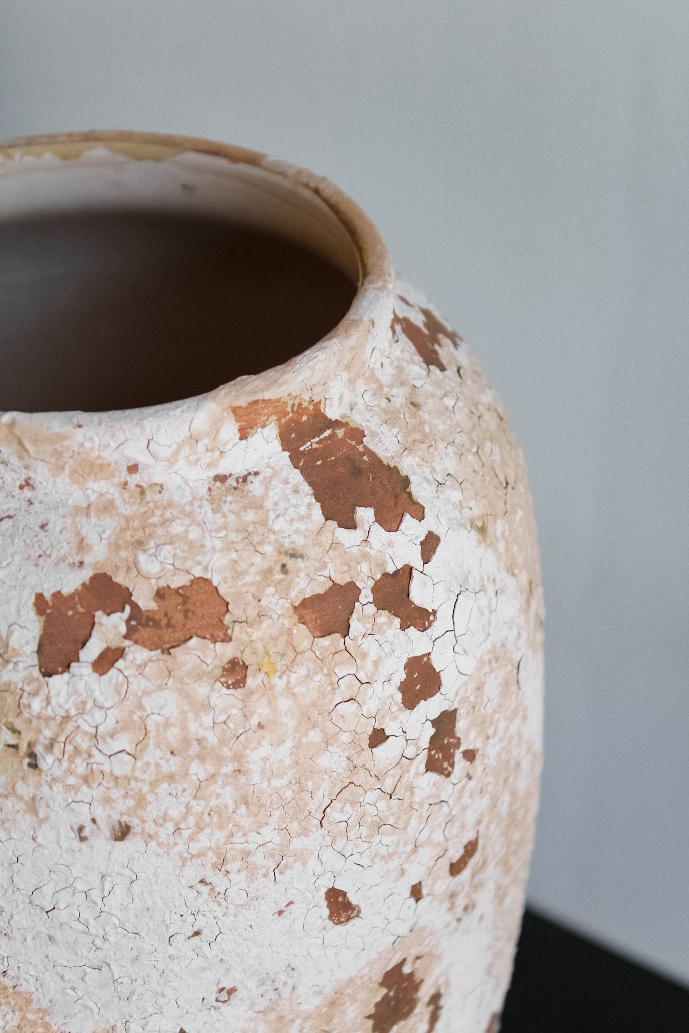 Jarrón Indio Craquelado Crema Alto