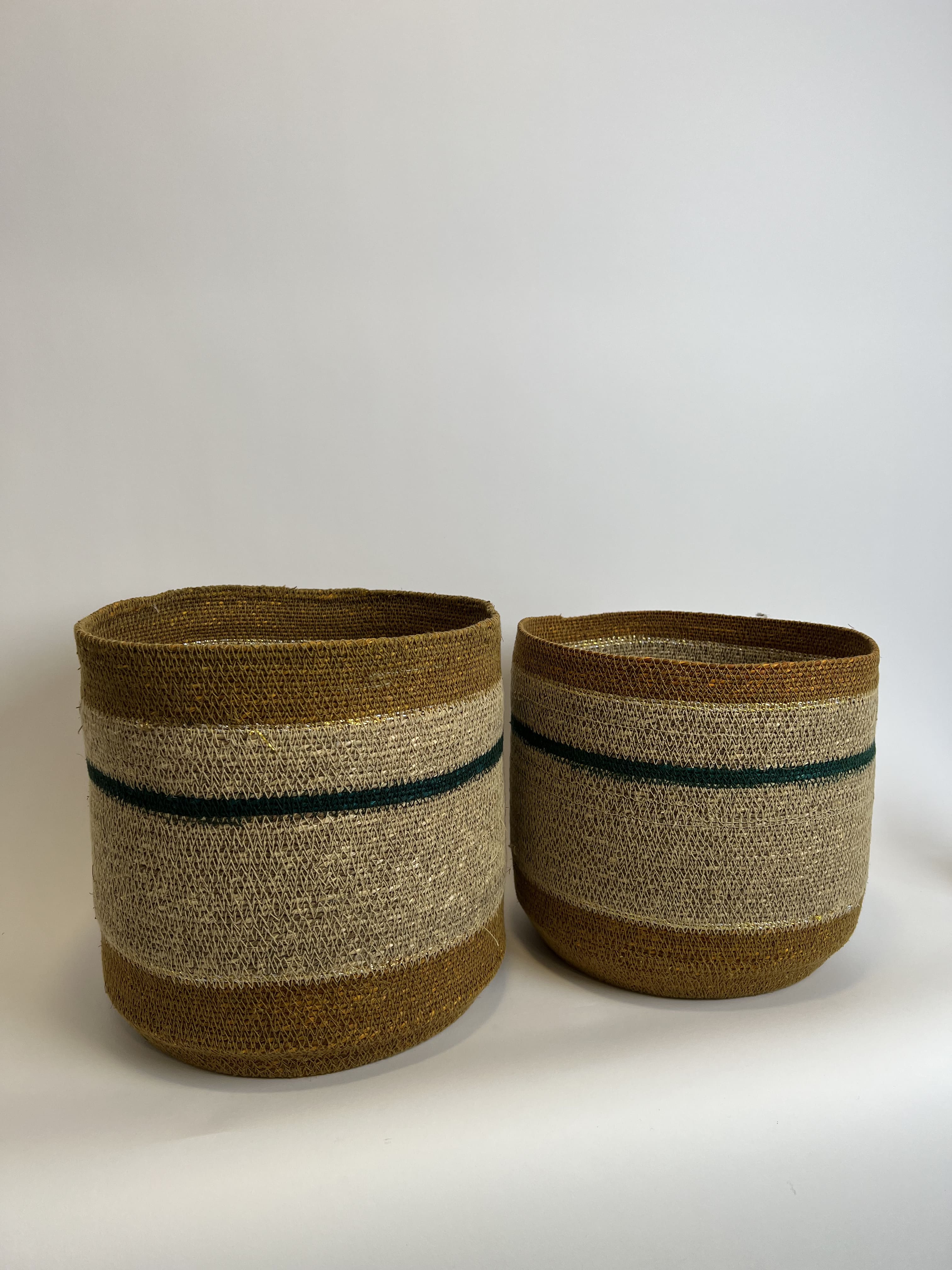 Canasto Algodón Mostaza/Verde