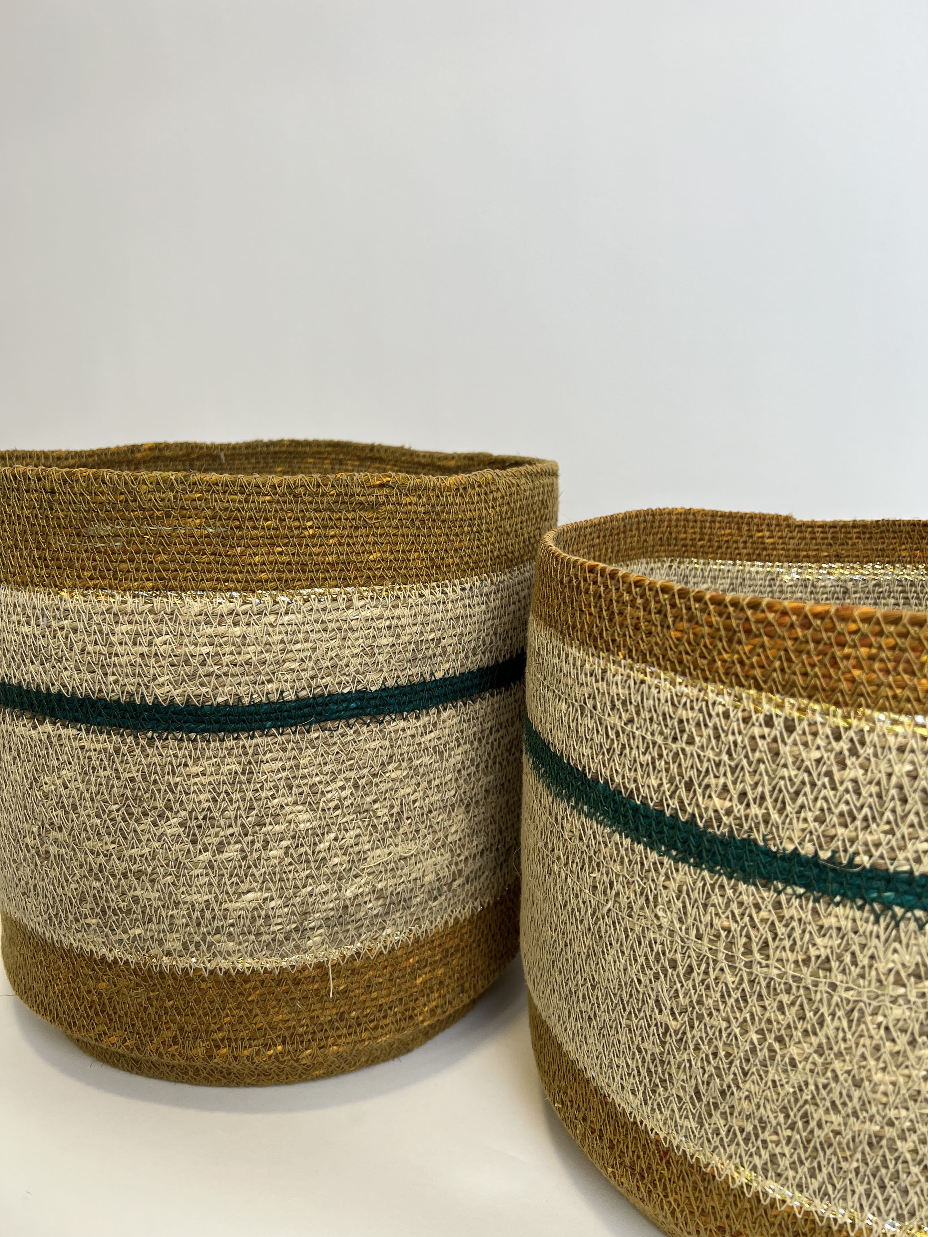 Canasto Algodón Mostaza/Verde