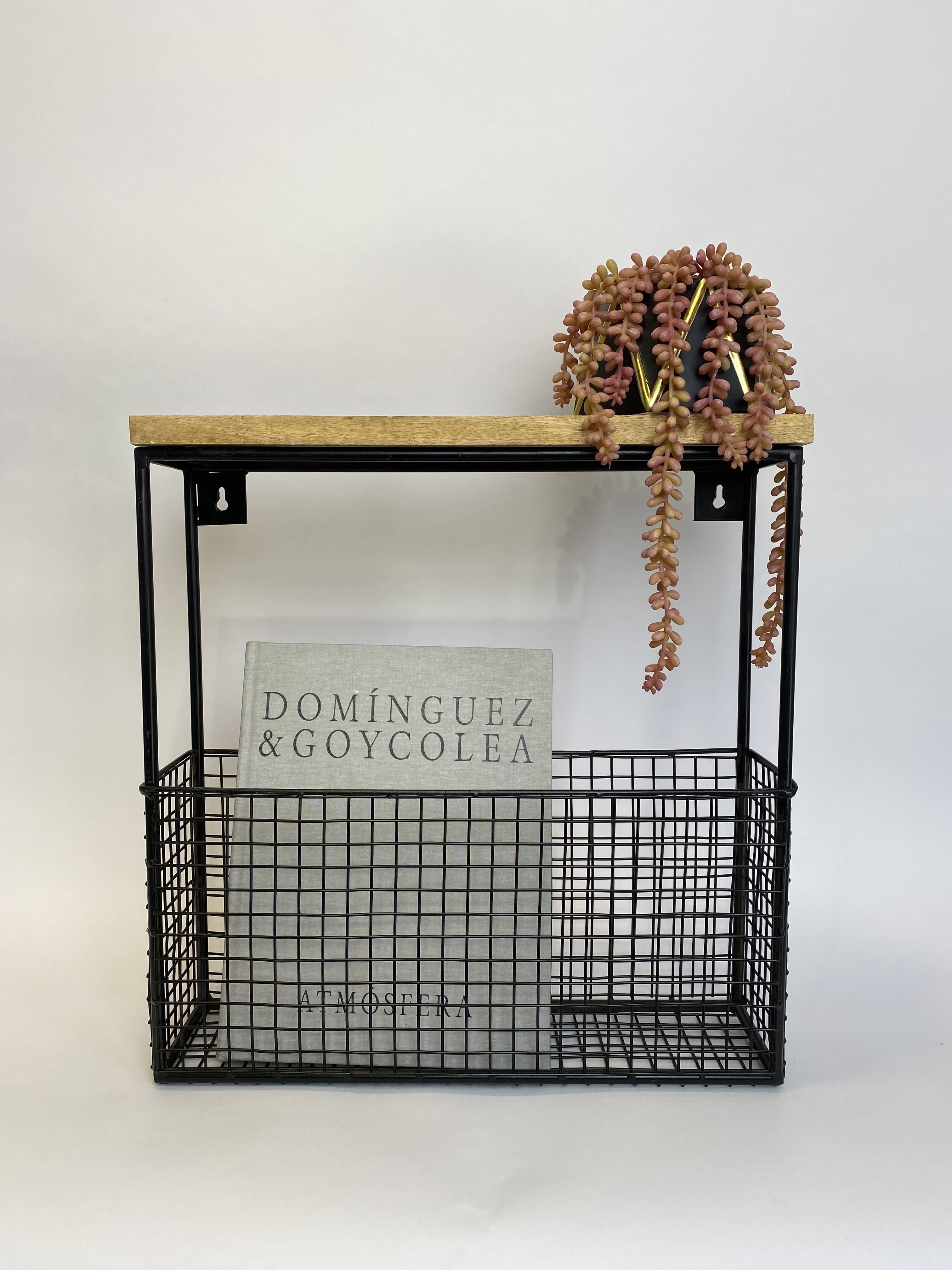 Repisa Fierro Madera Canasto Cuadrado