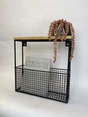 Repisa Fierro Madera Canasto Cuadrado