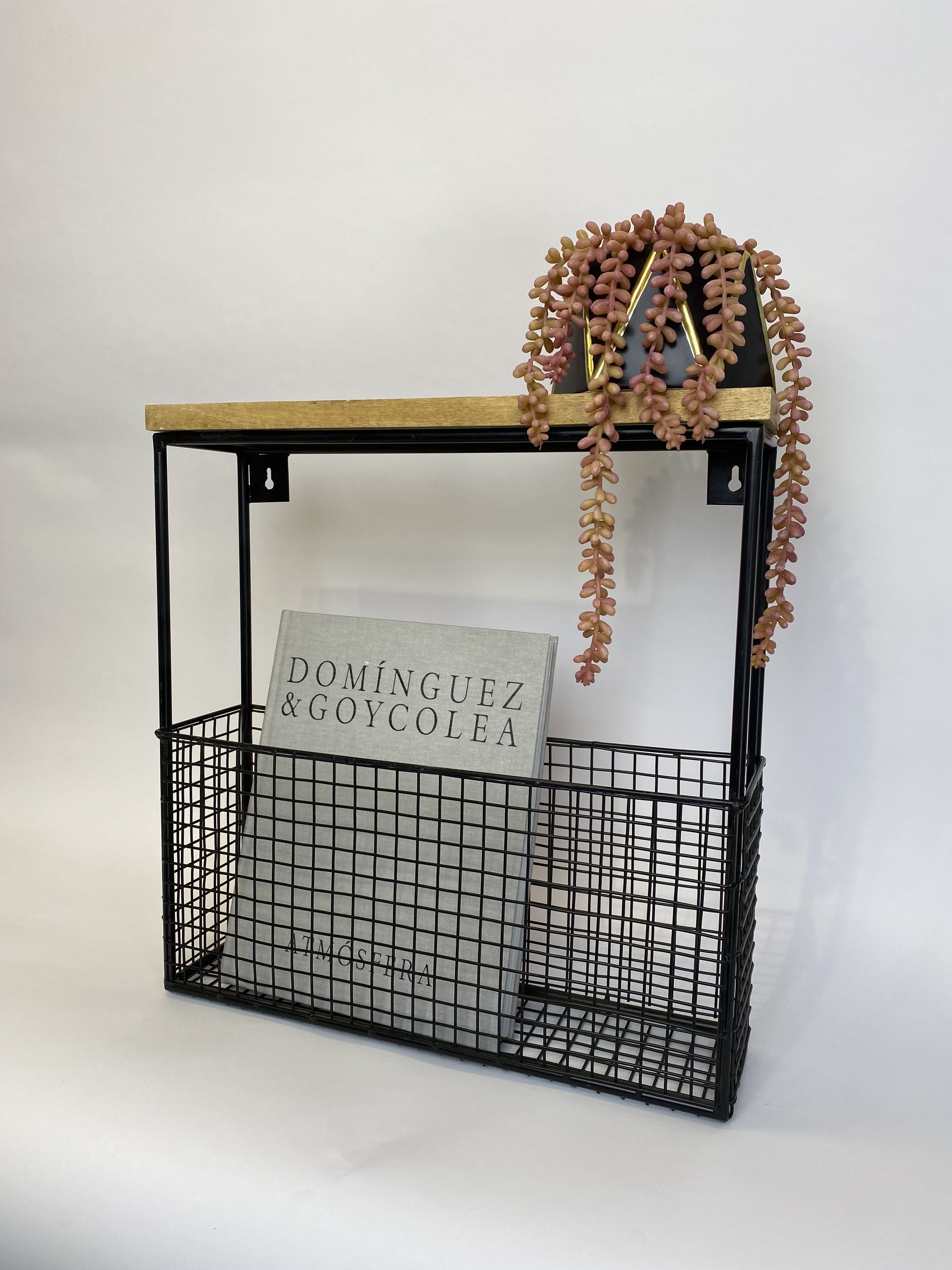 Repisa Fierro Madera Canasto Cuadrado