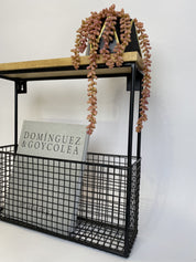 Repisa Fierro Madera Canasto Cuadrado