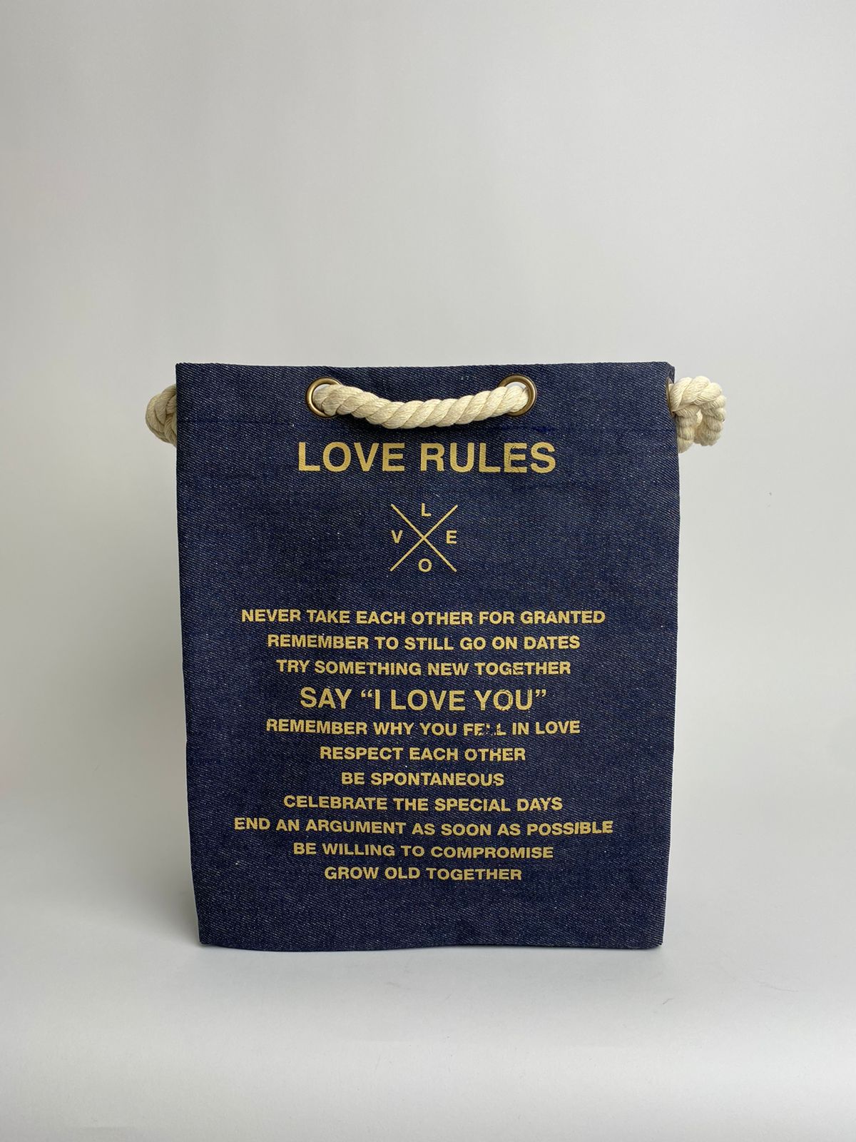 Canasto Cuerda "Love Rules" Azul Marino