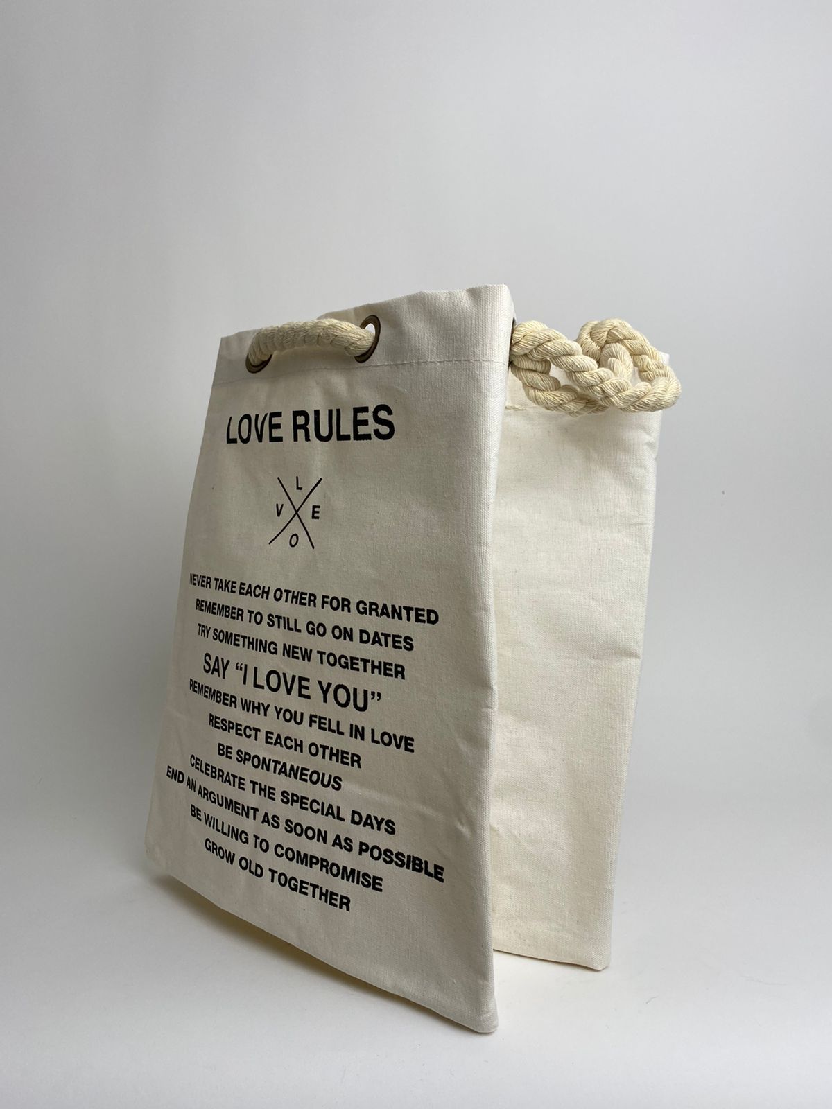 Canasto Cuerda "Love Rules" Blanco